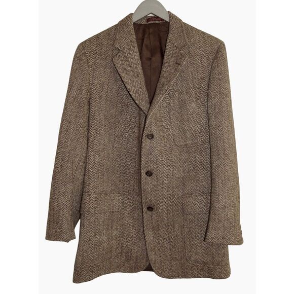 Vintage Eddie Bauer Sports Coat Jacket Harris Tweed Scottish Wool Blazer - Picture 1 of 9